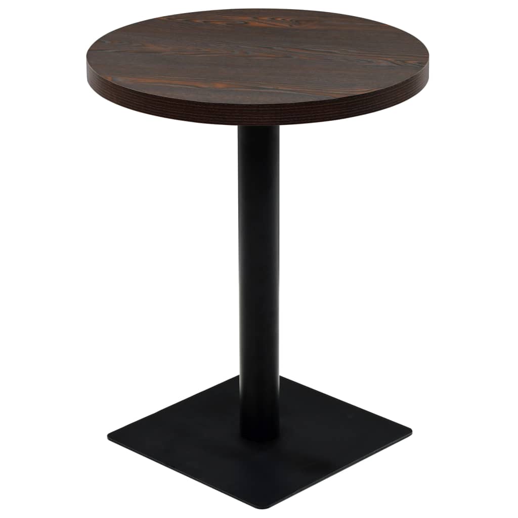 vidaXL Bistro Table MDF and Steel Round 23.6"x29.5" Dark Ash