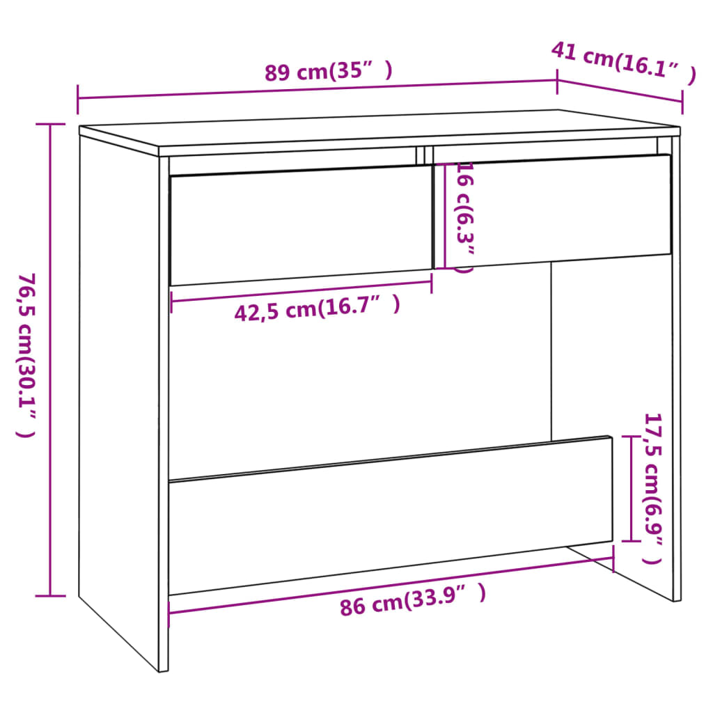vidaXL Console Table White 35"x16.1"x30.1" Engineered Wood