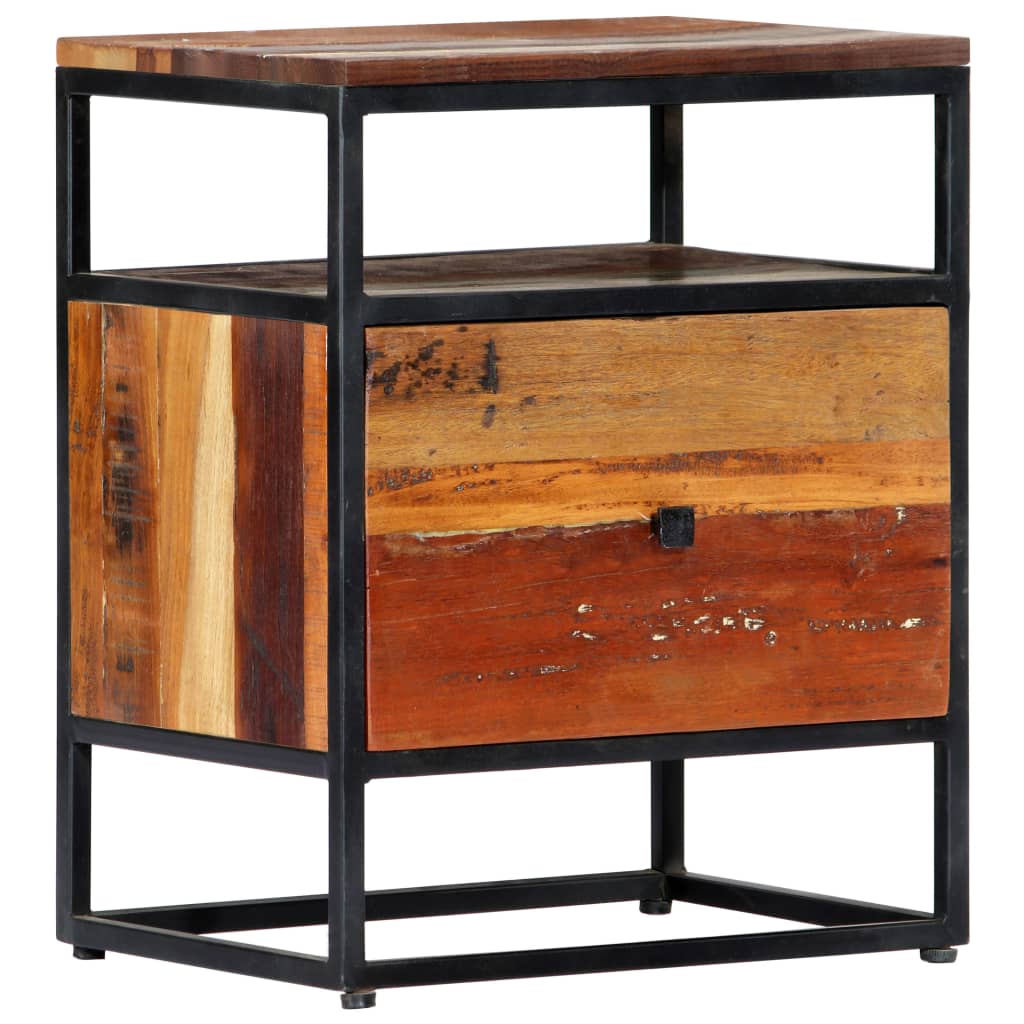 vidaXL Bedside Cabinet 15.7"x11.8"x19.7" Solid Reclaimed Wood and Steel