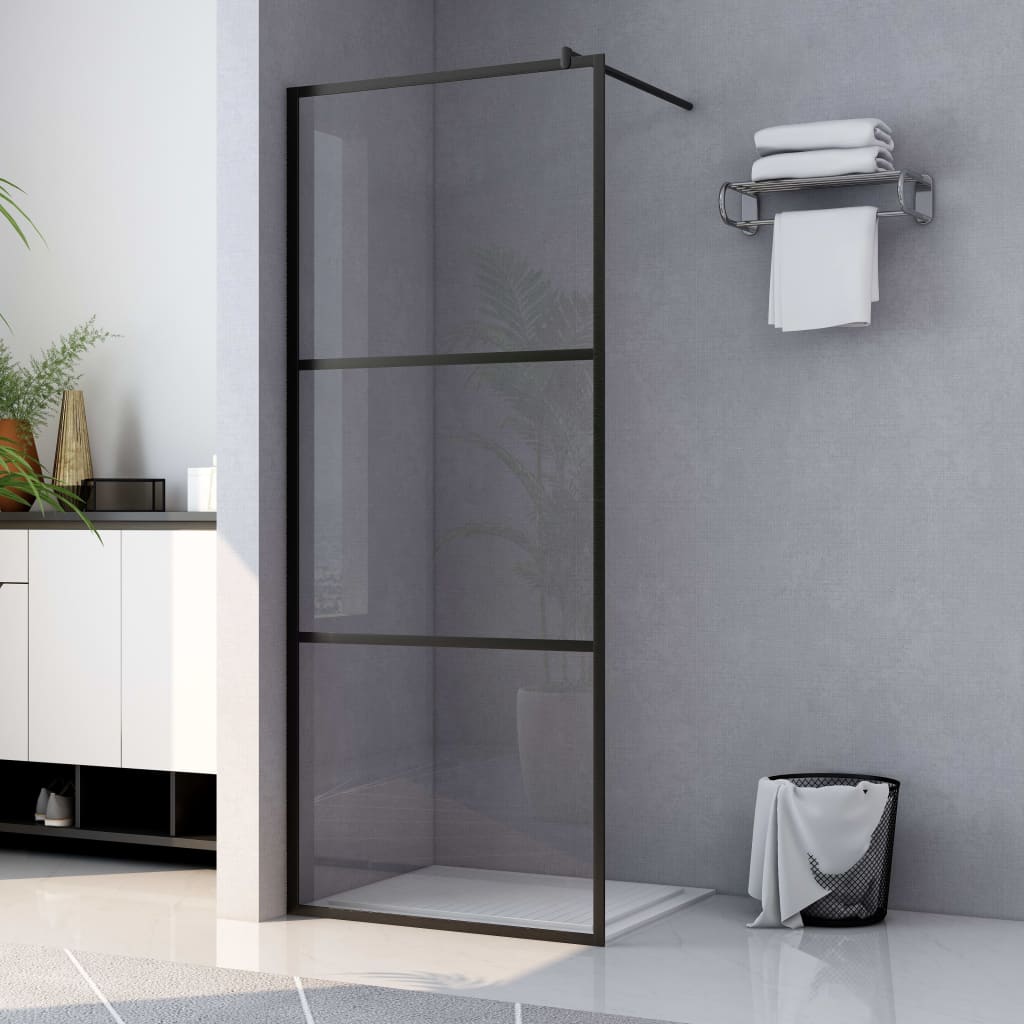 vidaXL Walk-in Shower Wall with Clear ESG Glass Black 31.5"x76.8"