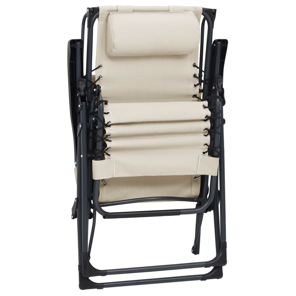 vidaXL Folding Deck Chair Textilene Cream