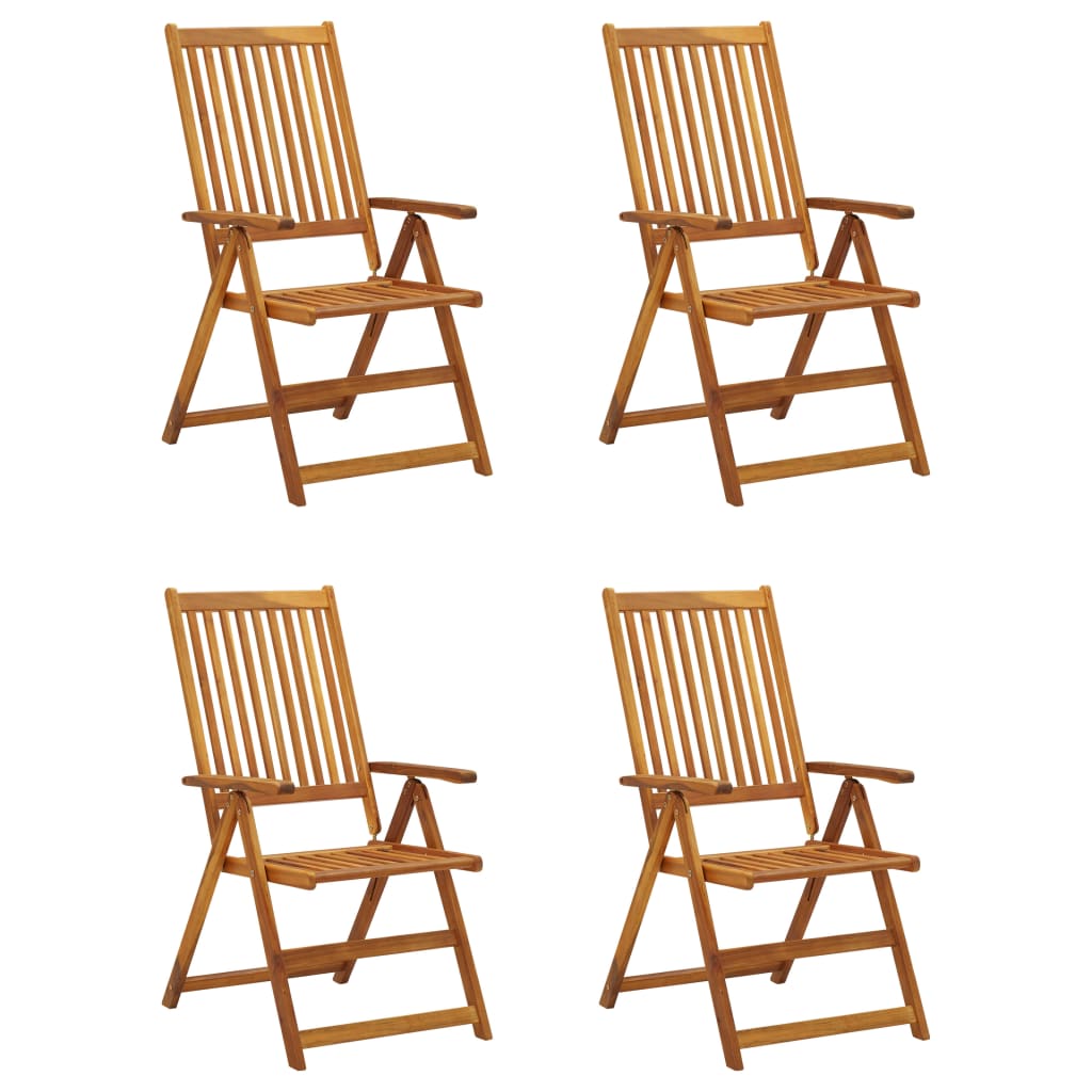 vidaXL Patio Reclining Chairs 4 pcs with Cushions Solid Acacia Wood