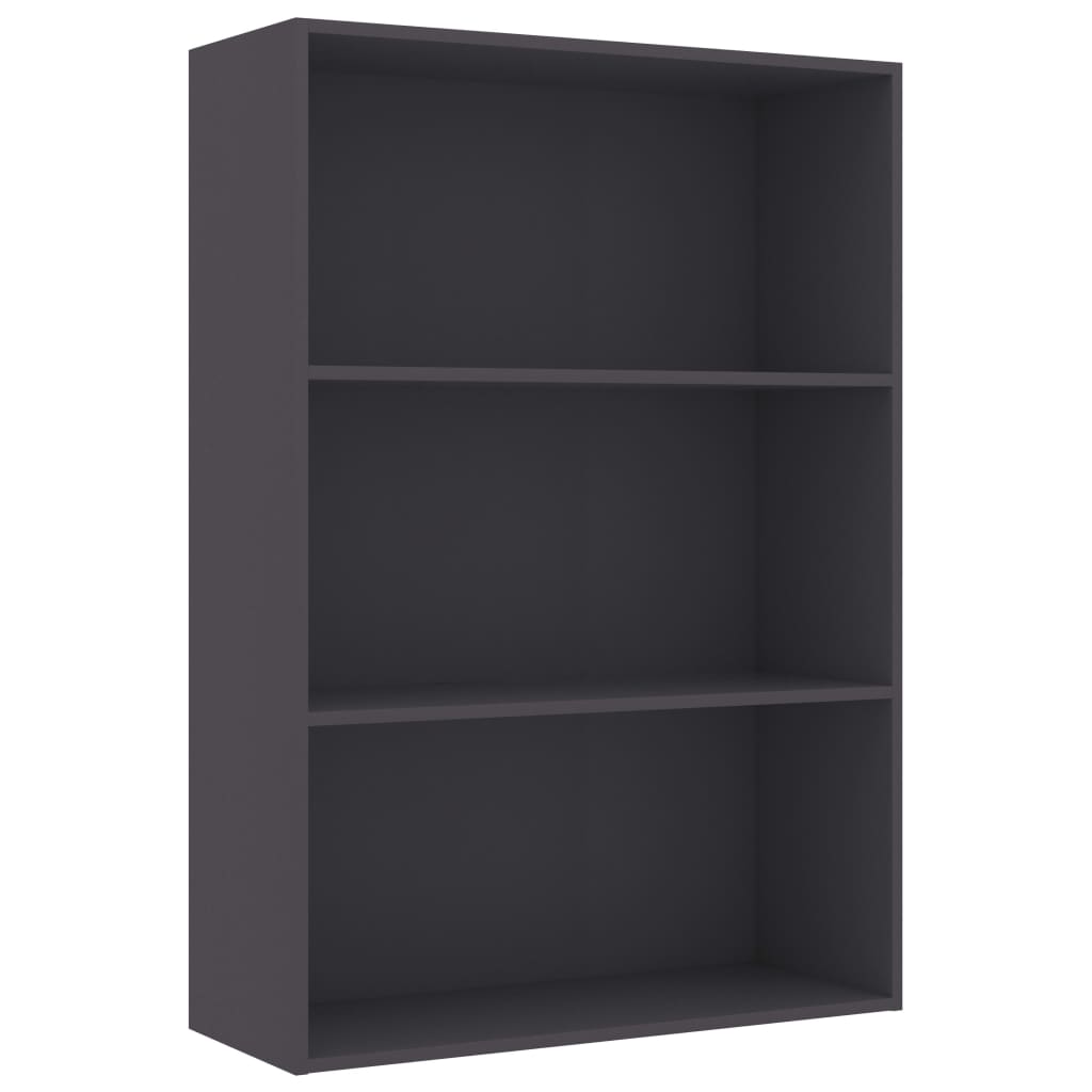 vidaXL 3-Tier Book Cabinet Gray 31.5"x11.8"x44.8" Chipboard