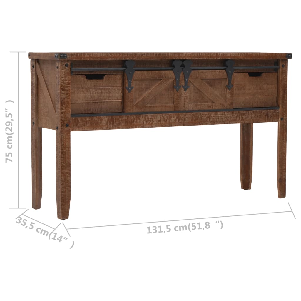 vidaXL Console Table Solid Fir Wood 51.6"x14"x29.5" Brown