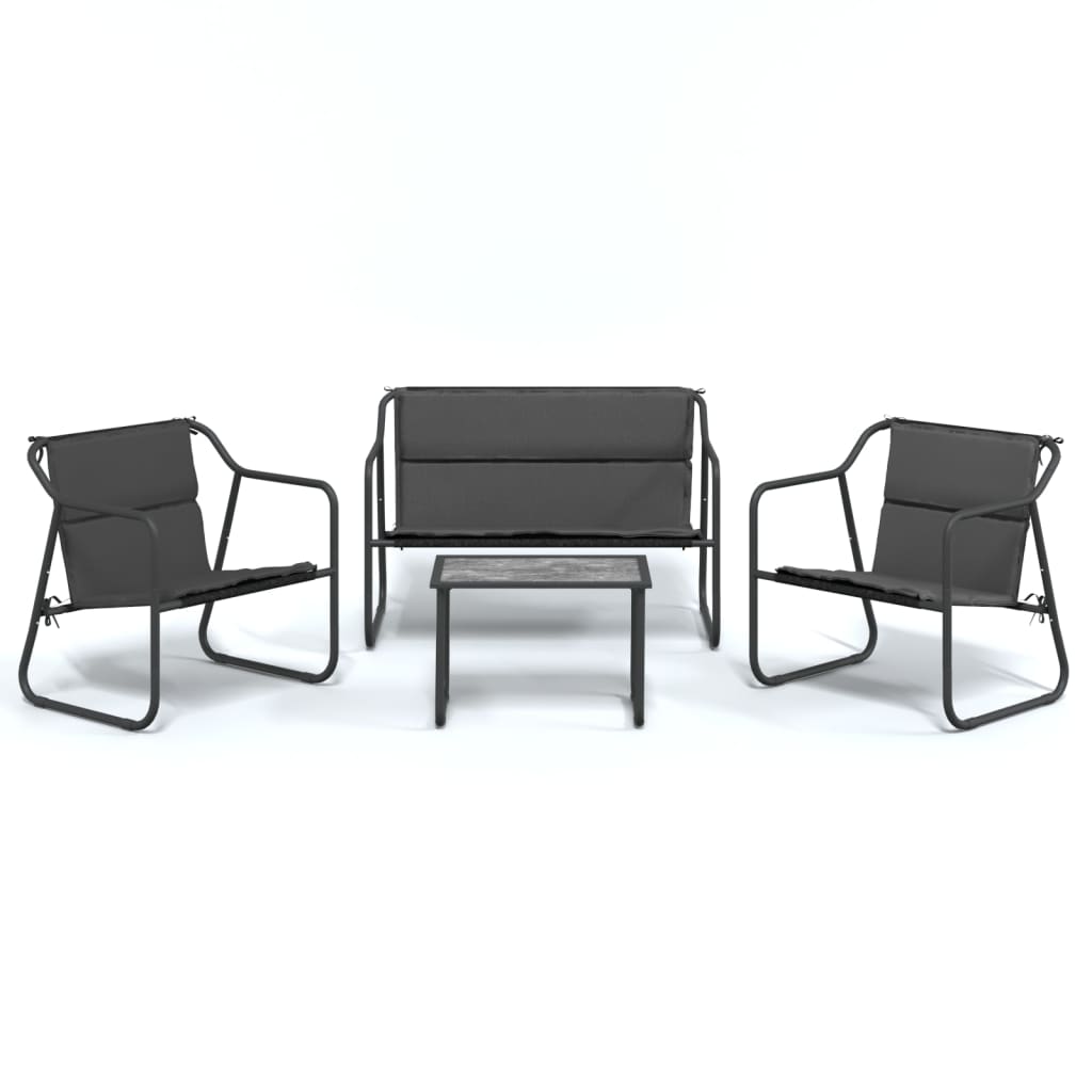 vidaXL 4 Piece Patio Lounge Set with Cushions Anthracite Steel