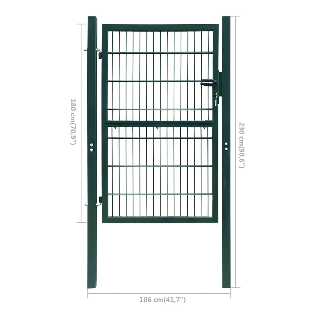 vidaXL 2D Fence Gate (Single) Green 41.7"x90.6"