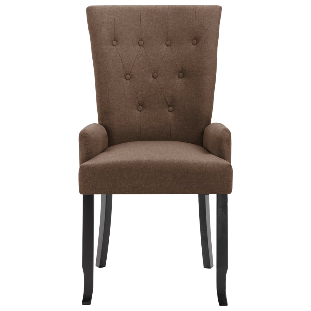 vidaXL Dining Chairs with Armrests 6 pcs Brown Fabric