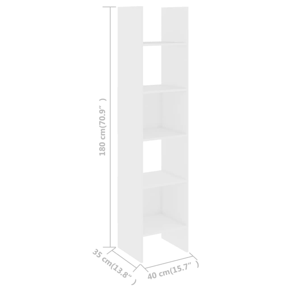 vidaXL Book Cabinet White 15.7"x13.8"x70.9" Engineered Wood