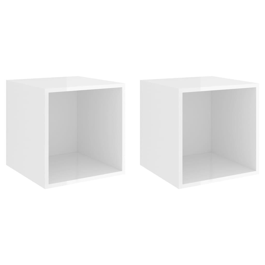 vidaXL Wall Cabinets 2 pcs High Gloss White 14.6"x14.6"x14.6" Chipboard