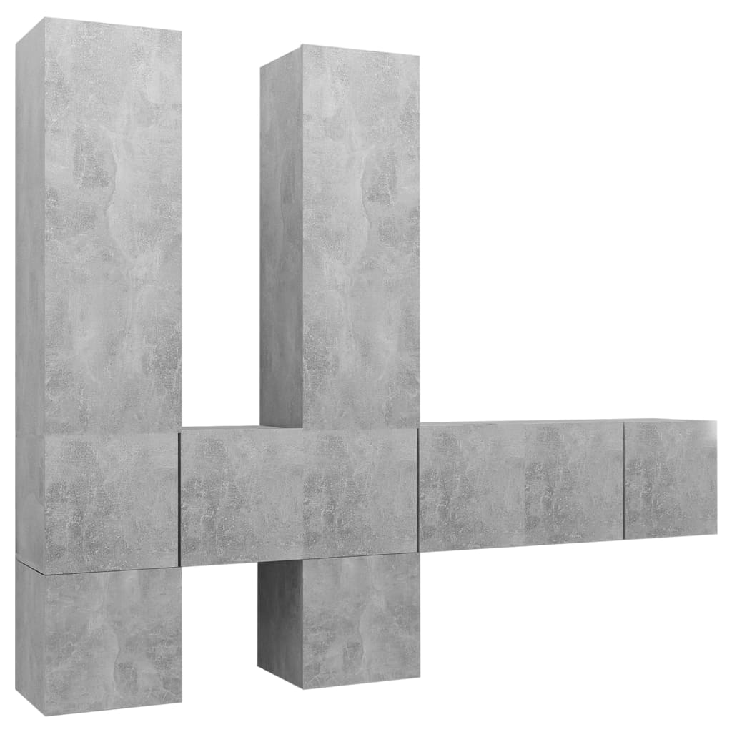 vidaXL 7 Piece TV Stand Set Concrete Gray Engineered Wood