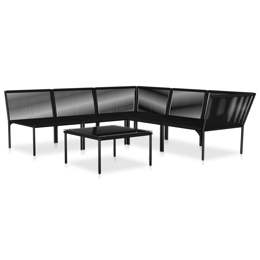 vidaXL 6 Piece Patio Lounge Set with Cushions Black PVC