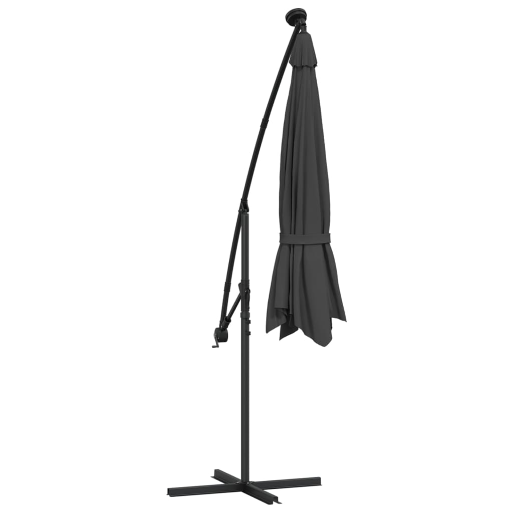 vidaXL Cantilever Umbrella with LED Lights and Steel Pole 118.1" Anthracite