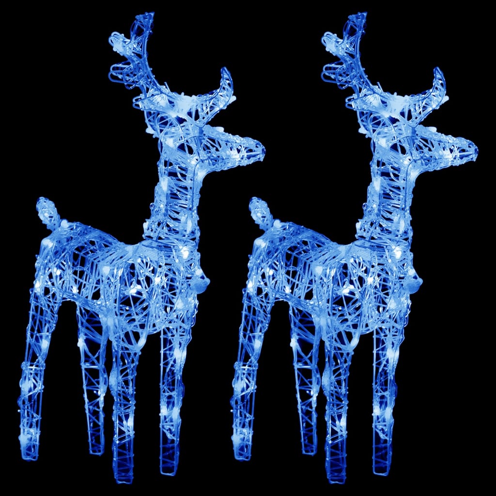 vidaXL Christmas Reindeers 2 pcs Blue 80 LEDs Acrylic