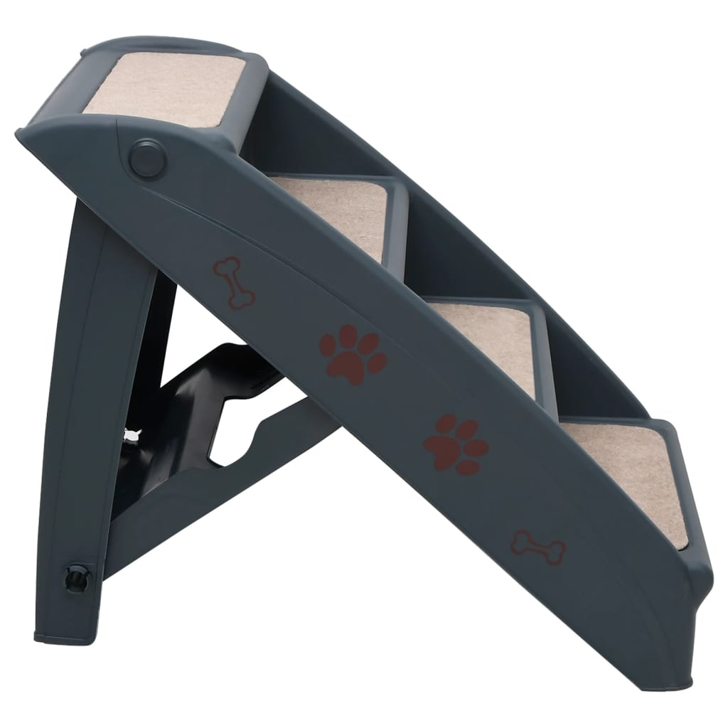 vidaXL Folding 4-Step Dog Stairs Dark Gray