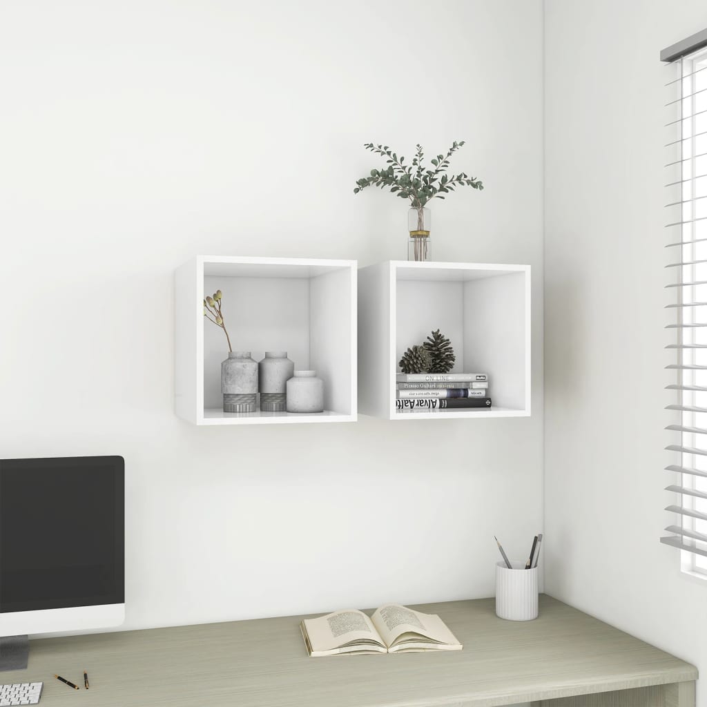 vidaXL Wall Cabinet White 14.6"x14.6"x14.6" Chipboard