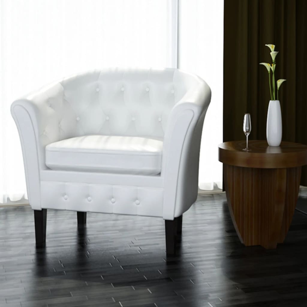 vidaXL Tub Chair White Faux Leather