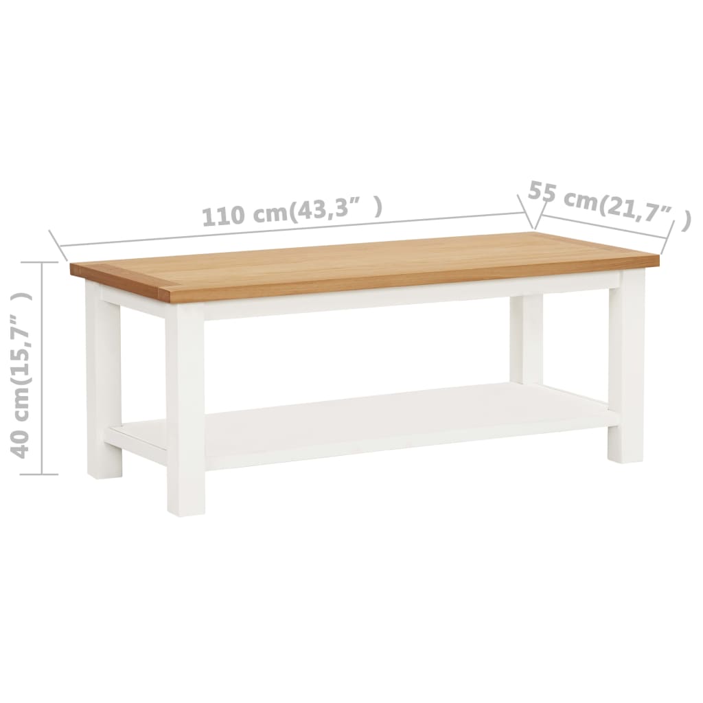 vidaXL Coffee Table 43.3"x21.7"x15.7" Solid Oak Wood