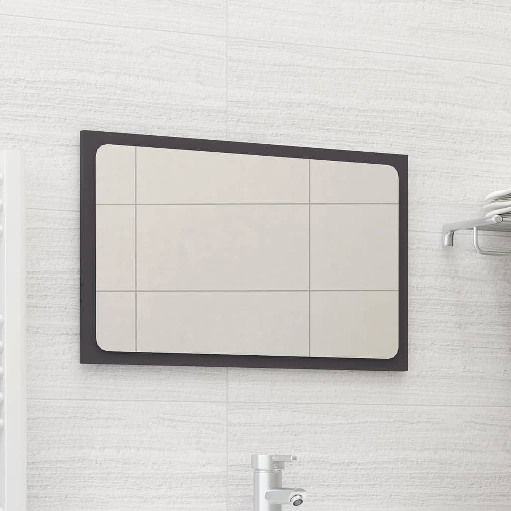 vidaXL Bathroom Mirror Gray 23.6"x0.6"x14.6" Engineered Wood