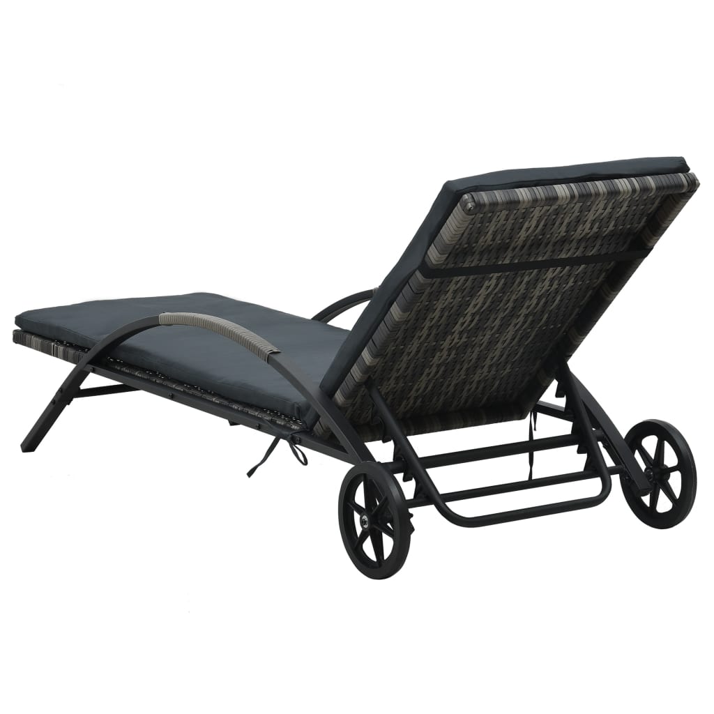 vidaXL Sun Loungers with Table Poly Rattan Anthracite