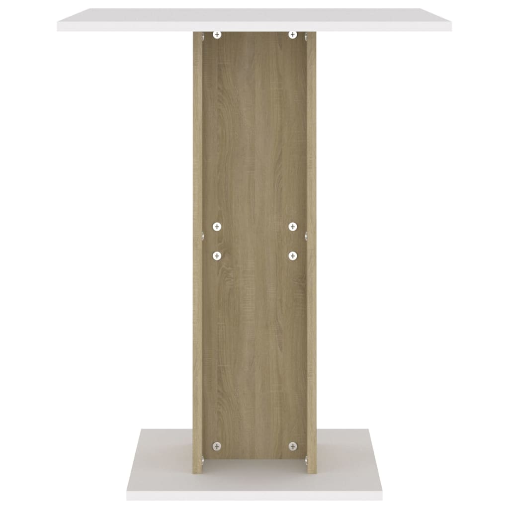 vidaXL Bistro Table White and Sonoma Oak 23.6"x23.6"x29.5" Engineered Wood