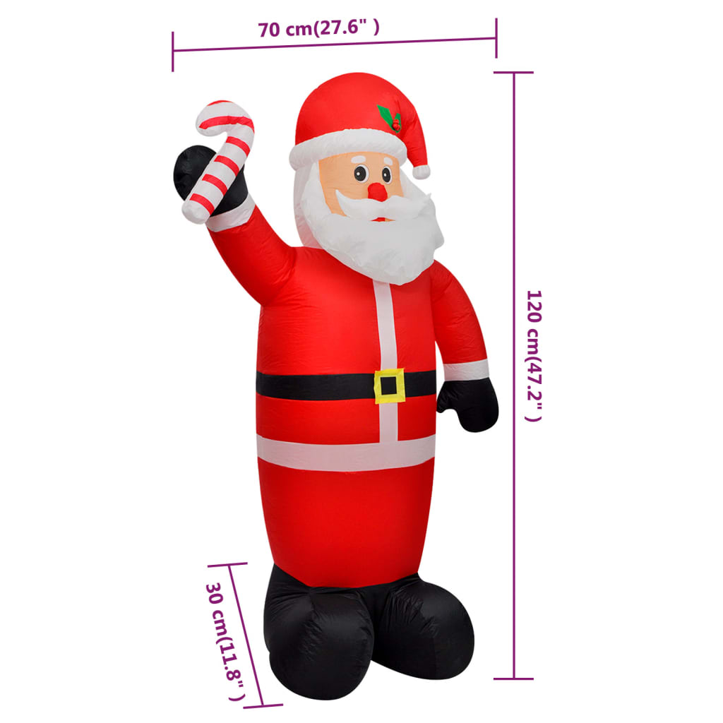 vidaXL Christmas Inflatable Santa Claus with LEDs 4 ft