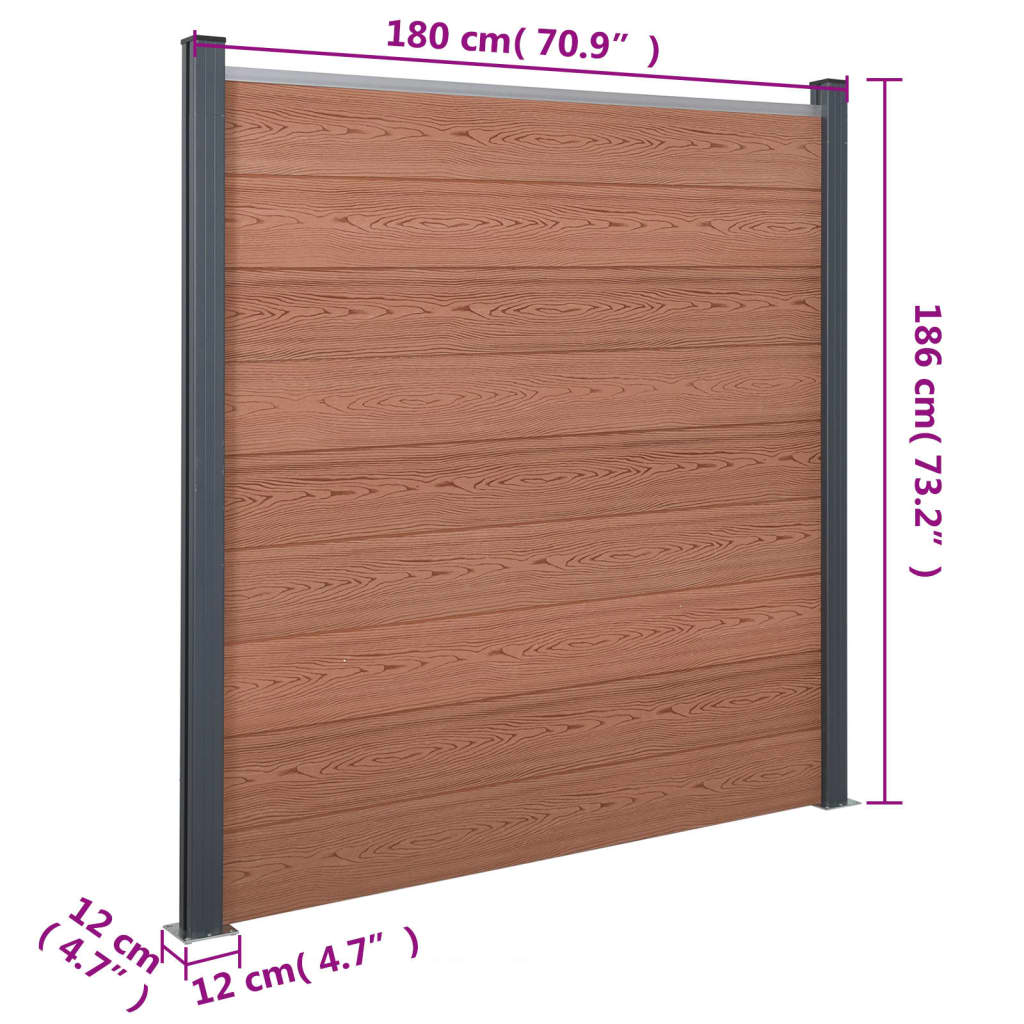 vidaXL Fence Panel Set Brown 70.9"x73.2" WPC