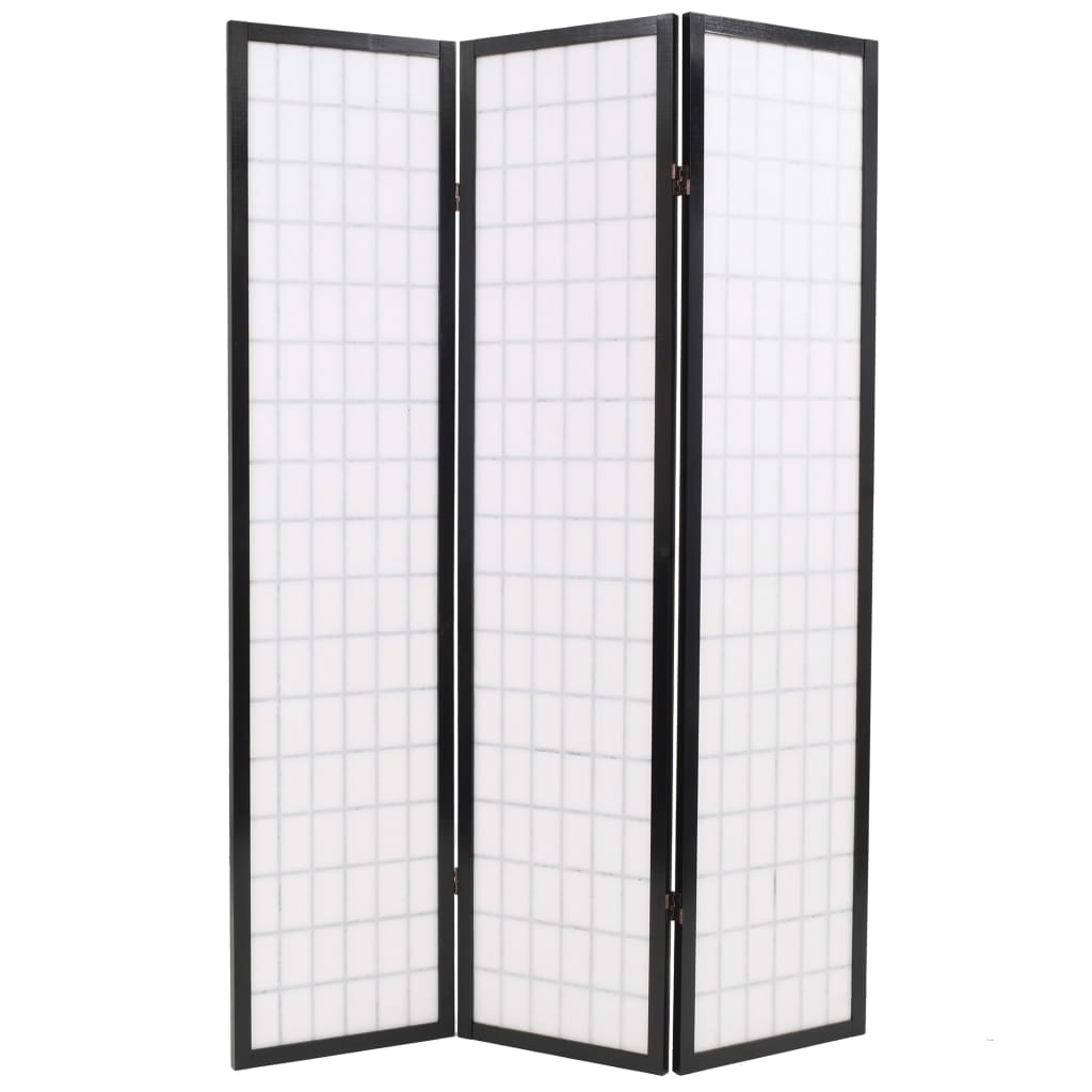 vidaXL Folding 3-Panel Room Divider Japanese Style 47.2"x66.9" Black
