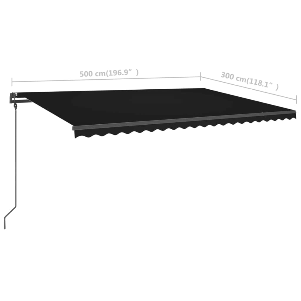 vidaXL Manual Retractable Awning with LED 16.4'x9.8' Anthracite