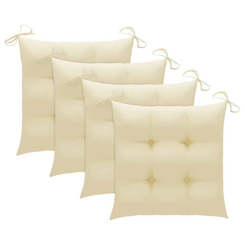 vidaXL Patio Chairs with Cream White Cushions 3 pcs Solid Teak Wood