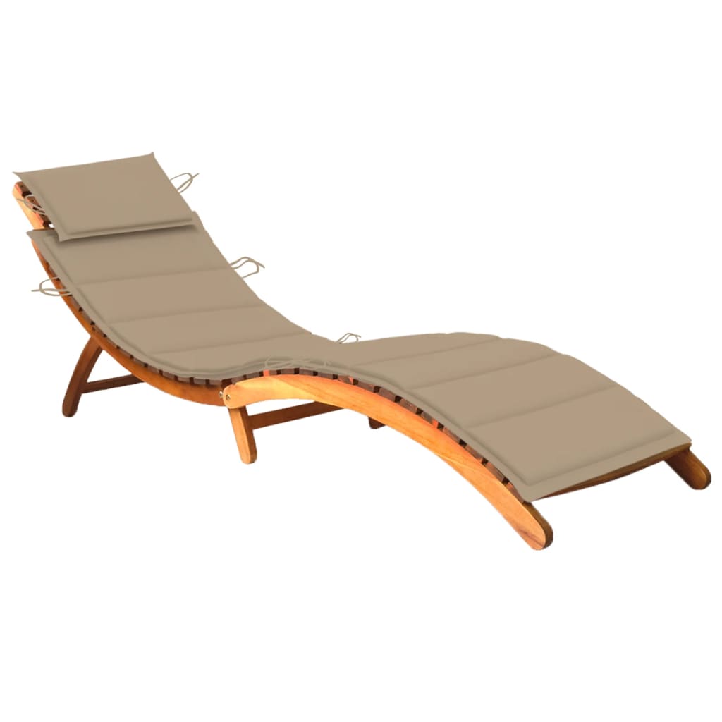 vidaXL Patio Sun Lounger with Cushion Solid Acacia Wood