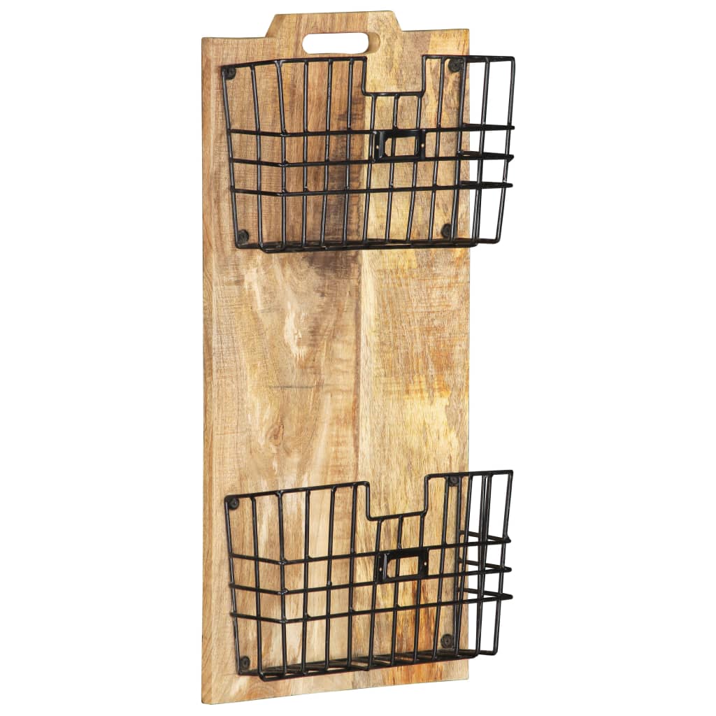 vidaXL Wall-mounted Magazine Rack 13"x3.9"x26.4" Solid Rough Mango Wood
