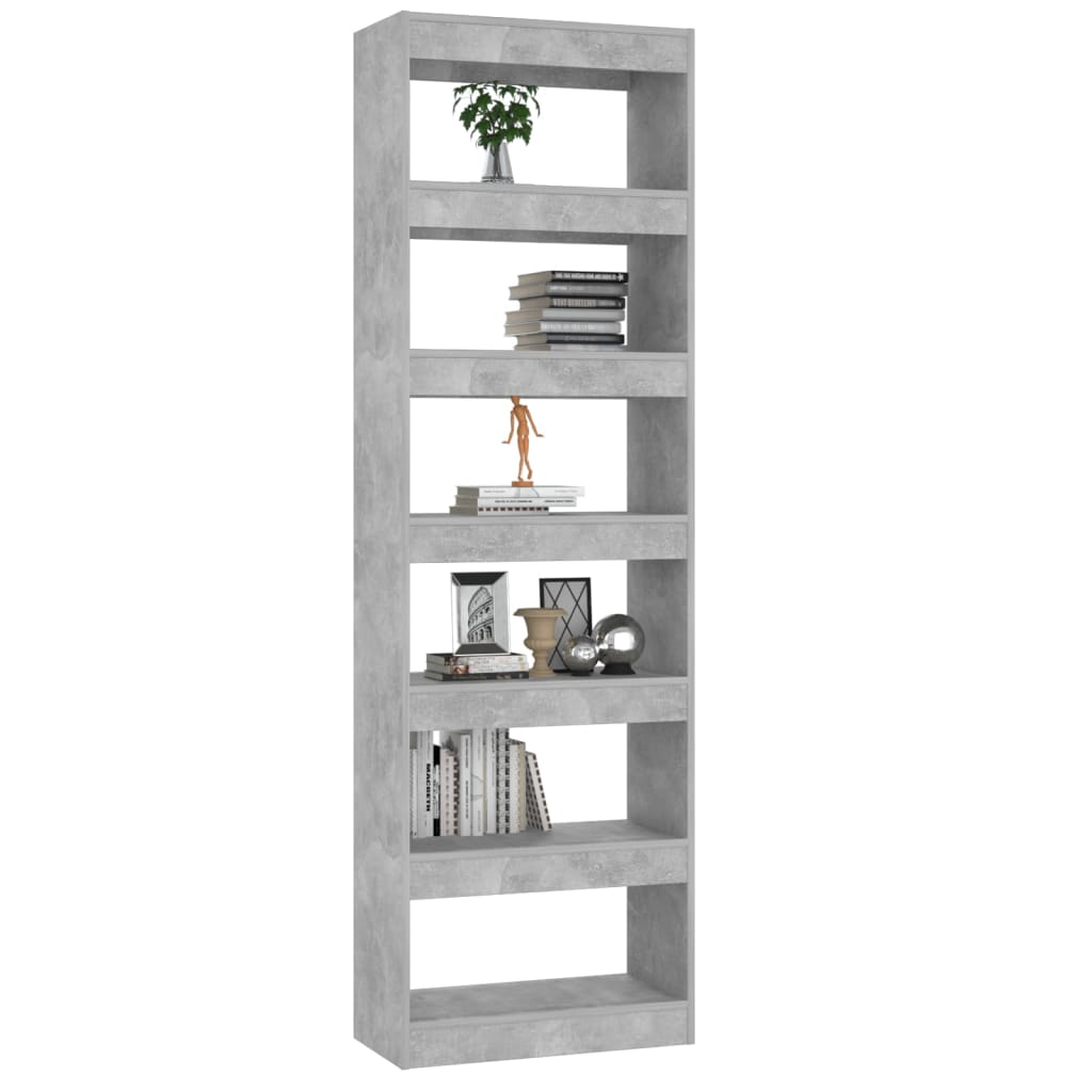 vidaXL Book Cabinet/Room Divider Concrete Gray 23.6"x11.8"x78"