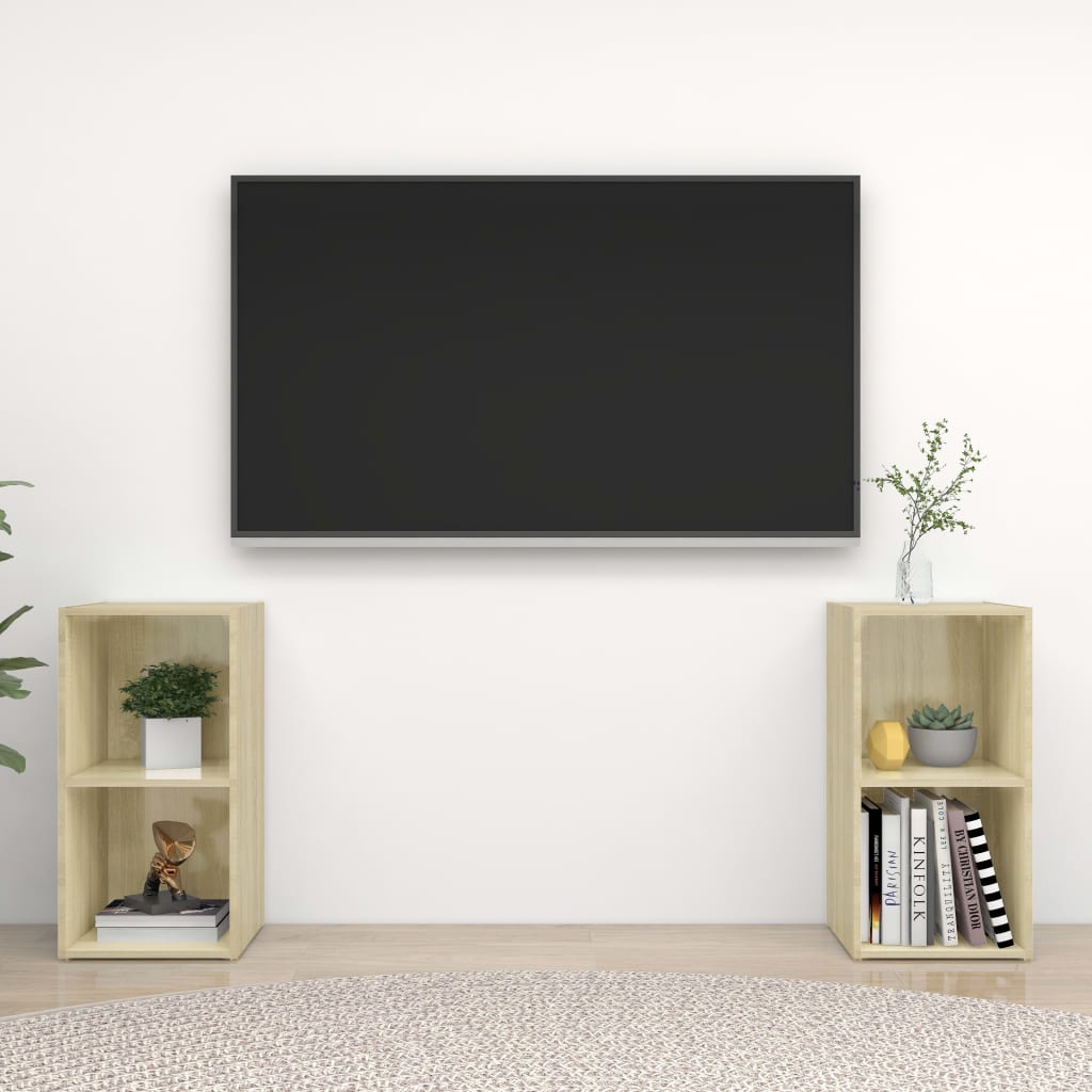 vidaXL TV Cabinets 2 pcs Sonoma Oak 28.3"x13.8"x14.4" Engineered Wood