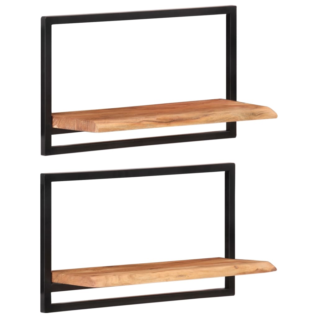 vidaXL Wall Shelves 2 pcs 23.6"x9.8"x13.8" Solid Wood Acacia and Steel