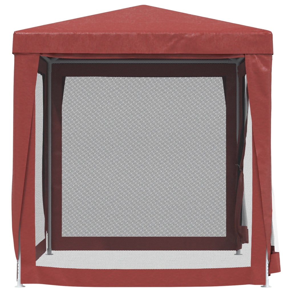 vidaXL Party Tent with 4 Mesh Sidewalls Red 6.6'x6.6' HDPE