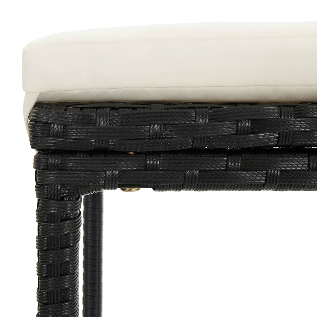 vidaXL Bar Stools with Cushions 4 pcs Black Poly Rattan