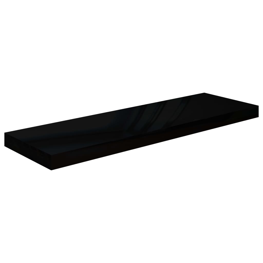 vidaXL Floating Wall Shelves 2 pcs High Gloss Black 31.5"x9.3"x1.5" MDF