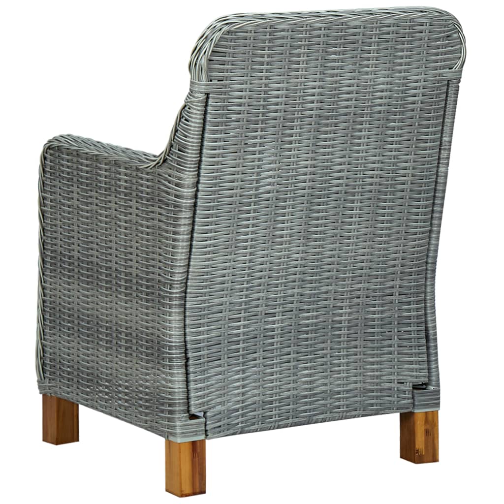 vidaXL Patio Chairs with Cushions 2 pcs Poly Rattan Light Gray