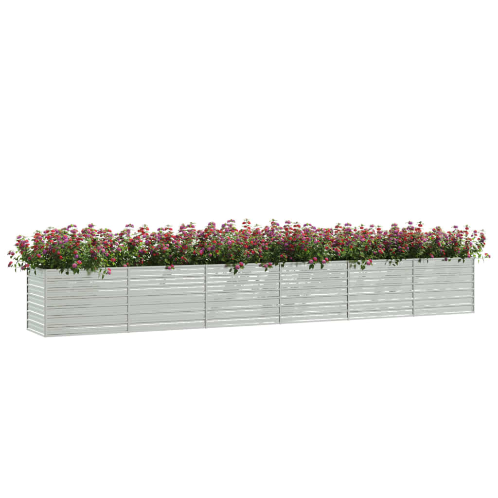 vidaXL Garden Raised Bed 236.2"x31.5"x30.3" Galvanized Steel Silver