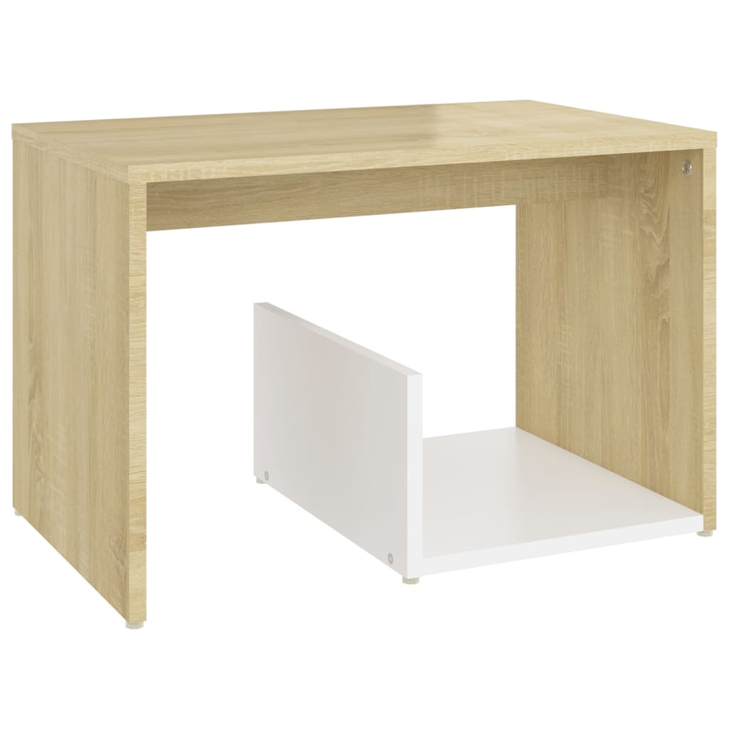 vidaXL Side Table White and Sonoma Oak 23.2"x14.2"x15" Engineered Wood