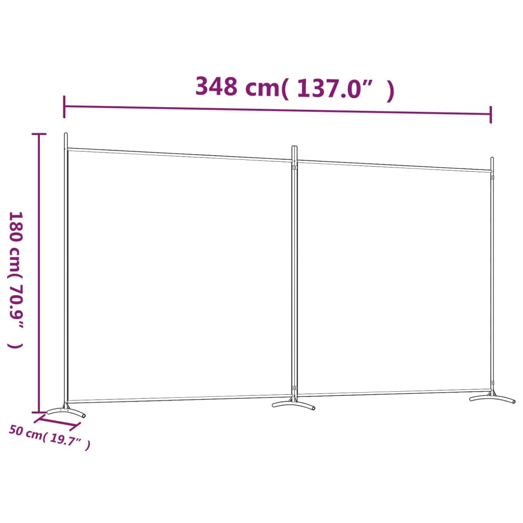 vidaXL 2-Panel Room Divider Black 137"x70.9" Fabric