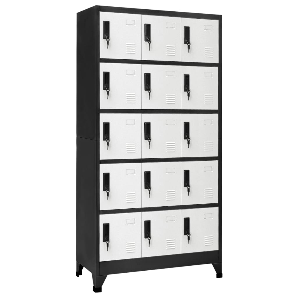 vidaXL Locker Cabinet Anthracite and White 35.4"x15.7"x70.9" Steel