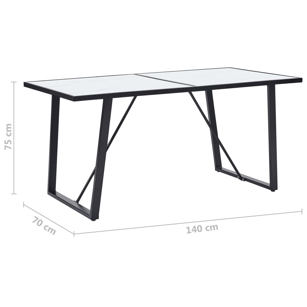 vidaXL Dining Table White 55.1"x27.6"x29.5" Tempered Glass