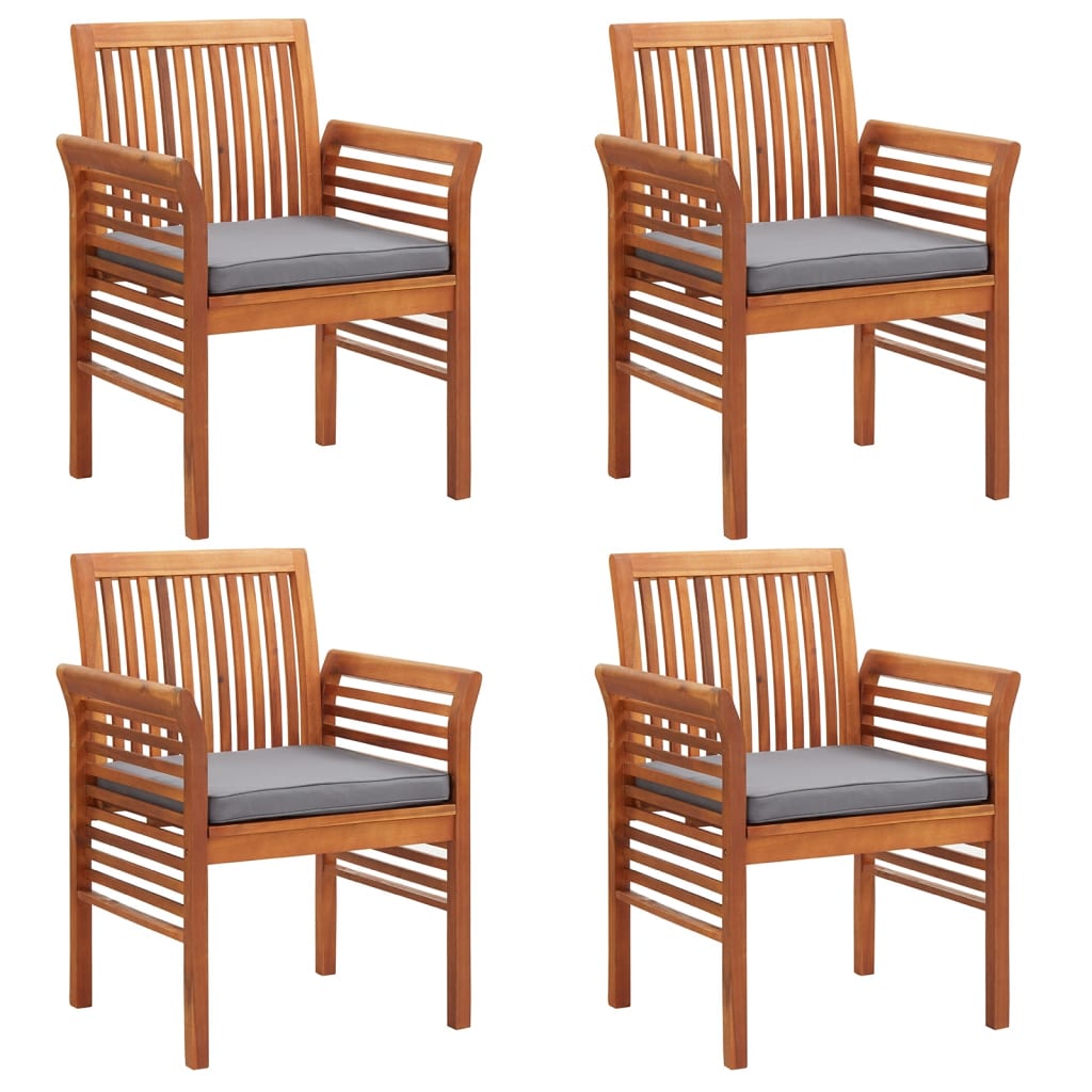 vidaXL Patio Dining Chairs with Cushions 4 pcs Solid Wood Acacia