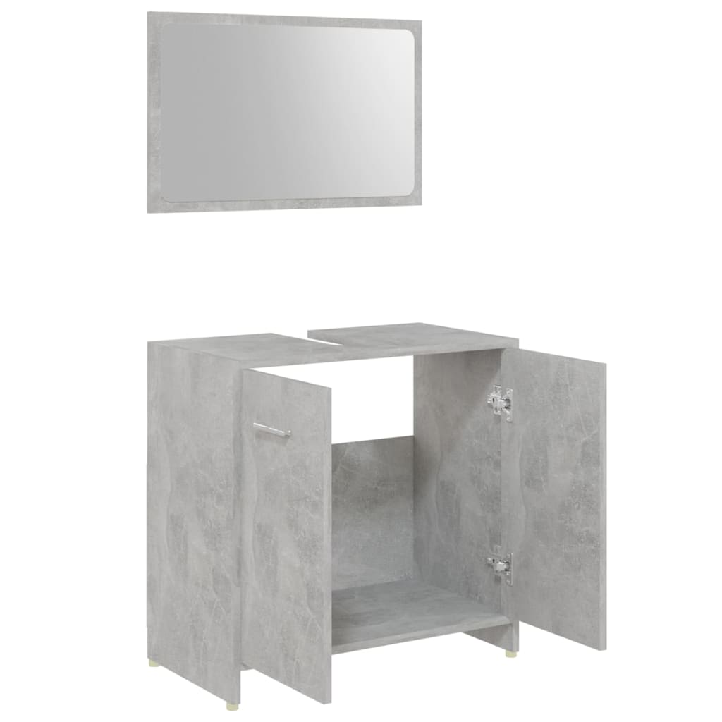 vidaXL 3 Piece Bathroom Furniture Set Concrete Gray Engineered Wood