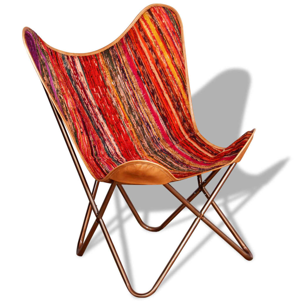 vidaXL Butterfly Chairs 4 pcs Multicolor Chindi Fabric