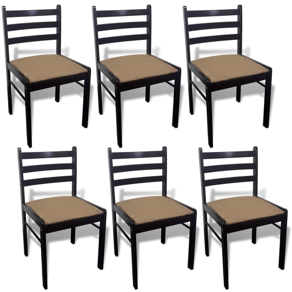 vidaXL Dining Chairs 6 pcs Brown Solid Wood and Velvet