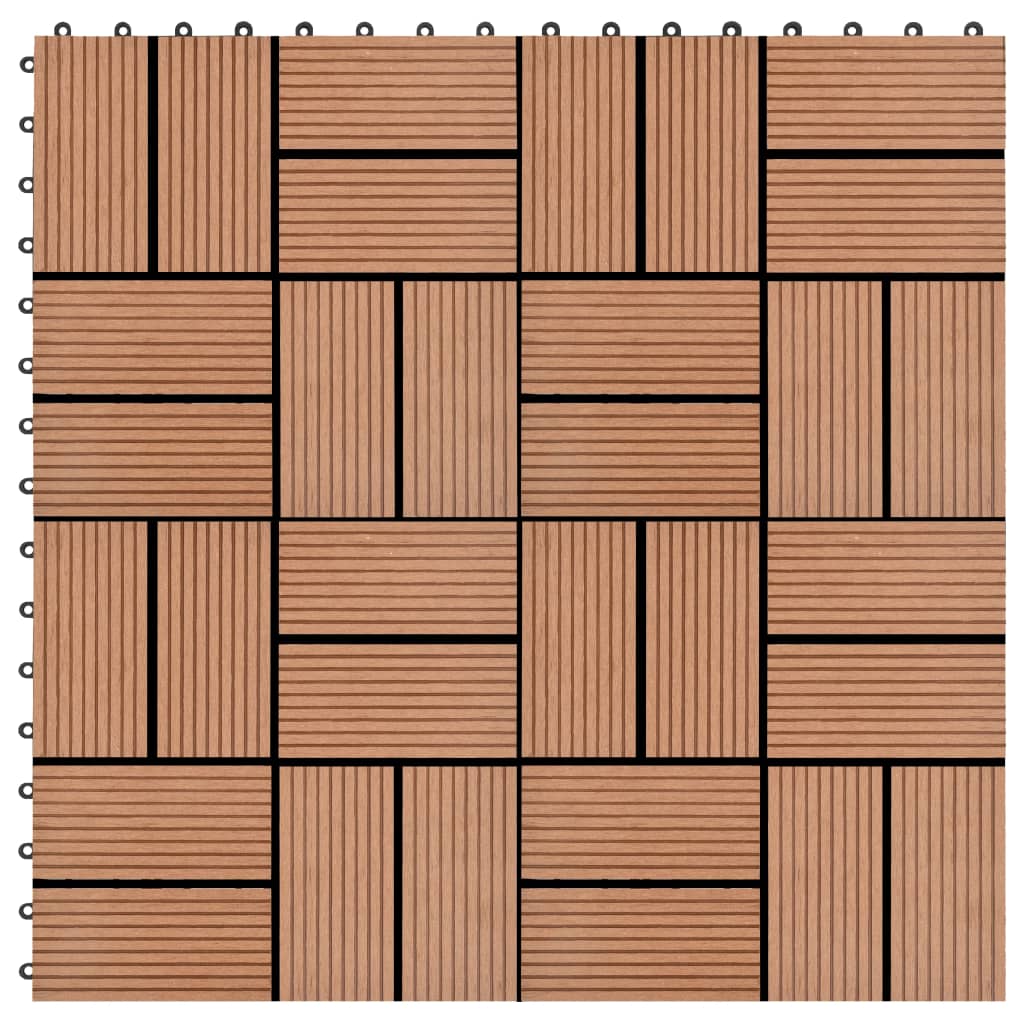 vidaXL 11 pcs Decking Tiles WPC 11.8"x11.8" 1 sqm Brown