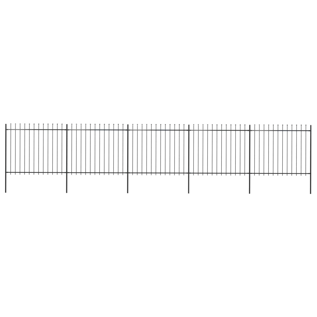 vidaXL Garden Fence with Spear Top Steel 334.6"x59.1" Black