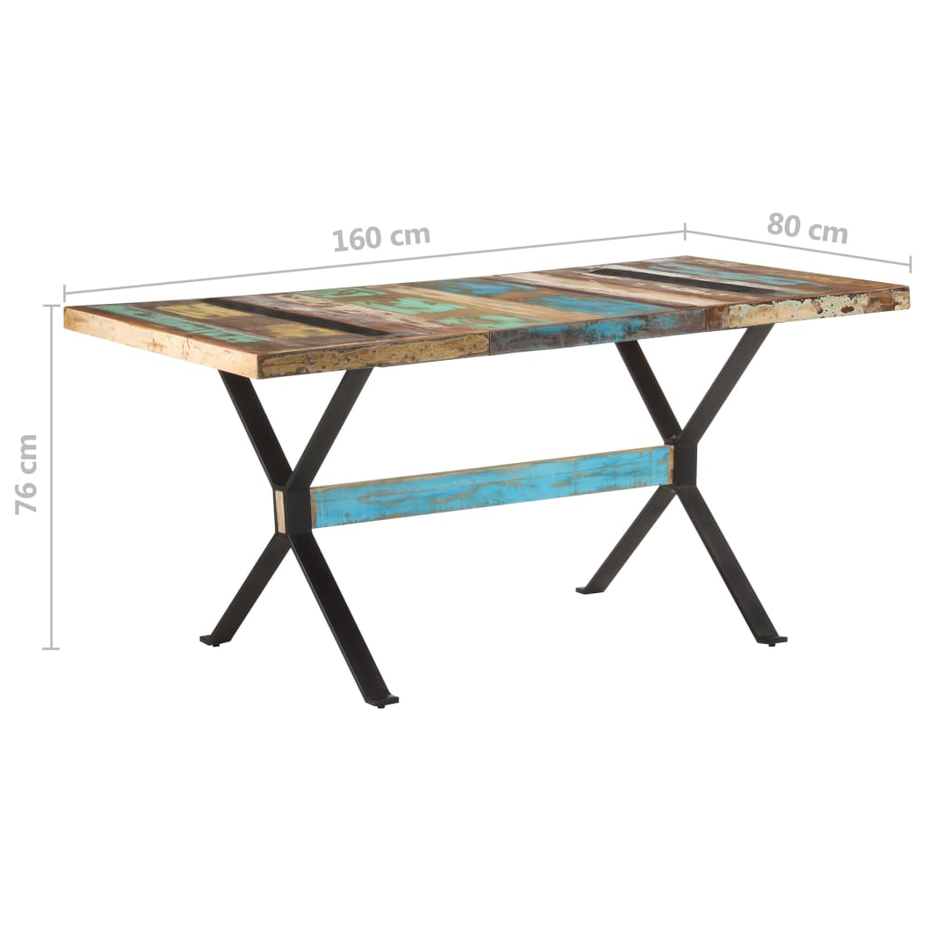 vidaXL Dining Table 63"x31.5"x29.9" Solid Reclaimed Wood